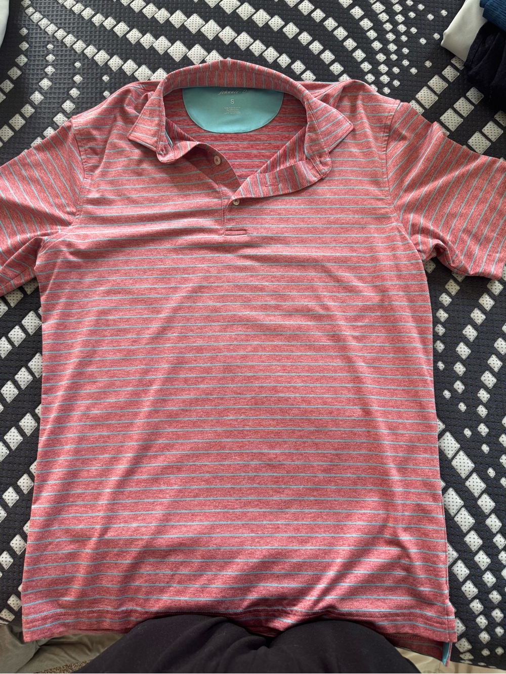 johnnie-O Red and White Striped Polo
